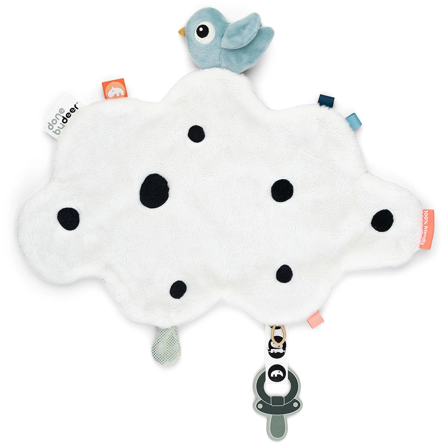 Done by Deer™ Baby-Kuscheltuch Happy Clouds Blau