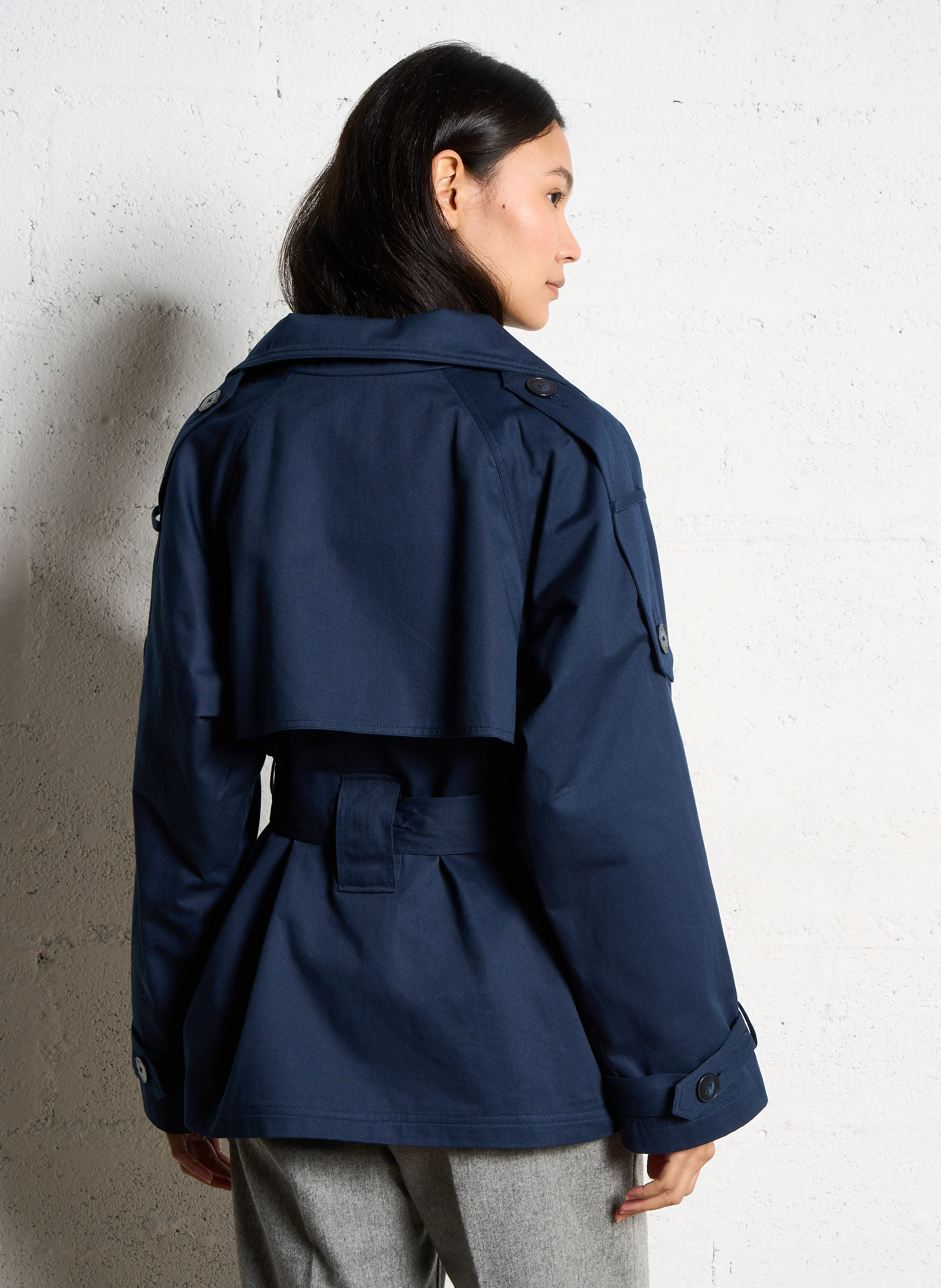 ASTAIR - Trench court en coton | Bleu