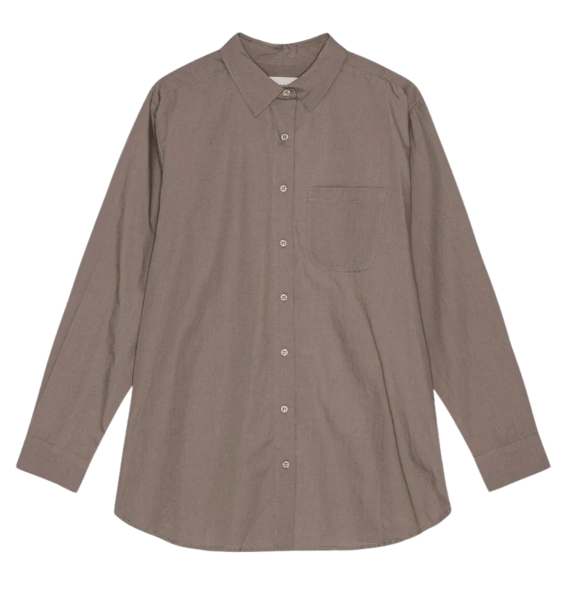 Moshi Moshi Mind  Gaia Poplin skjorte - Dark Taupe