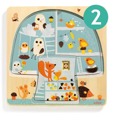 Djeco Schichtpuzzle: Chez nut, 9 Teile
