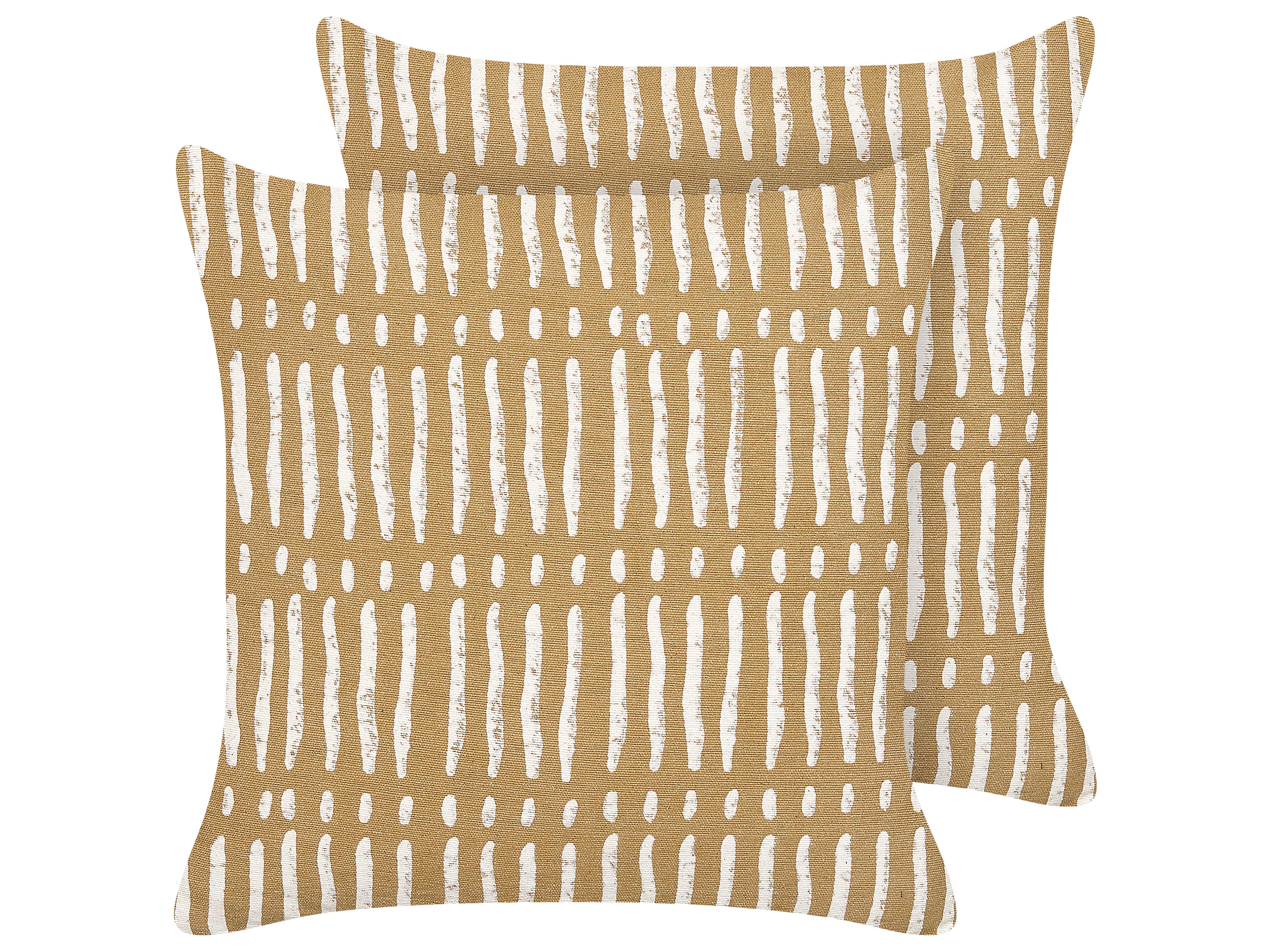 Set van 2 sierkussens SALIX Katoen 45 x 45 cm Zandbeige gestreept