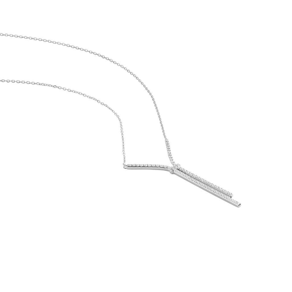 Collier Or Blanc Gwalduz Oxydes De Zirconium
