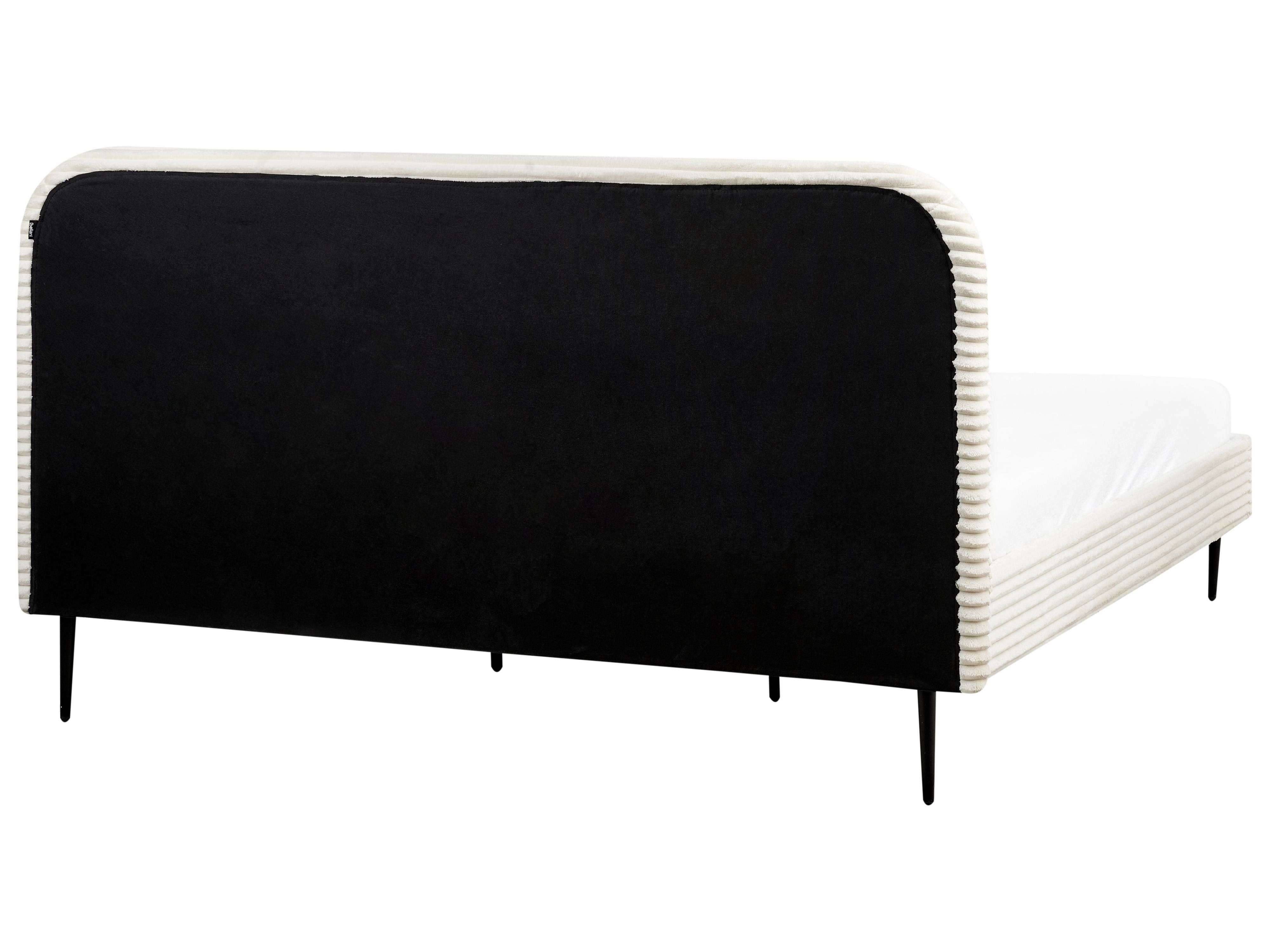 Bed Corduroy FLAYAT 180 x 200 cm Gebroken wit