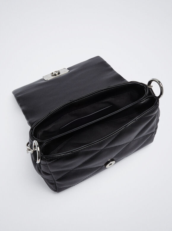 Bolsa matelassada com corrente - Preta