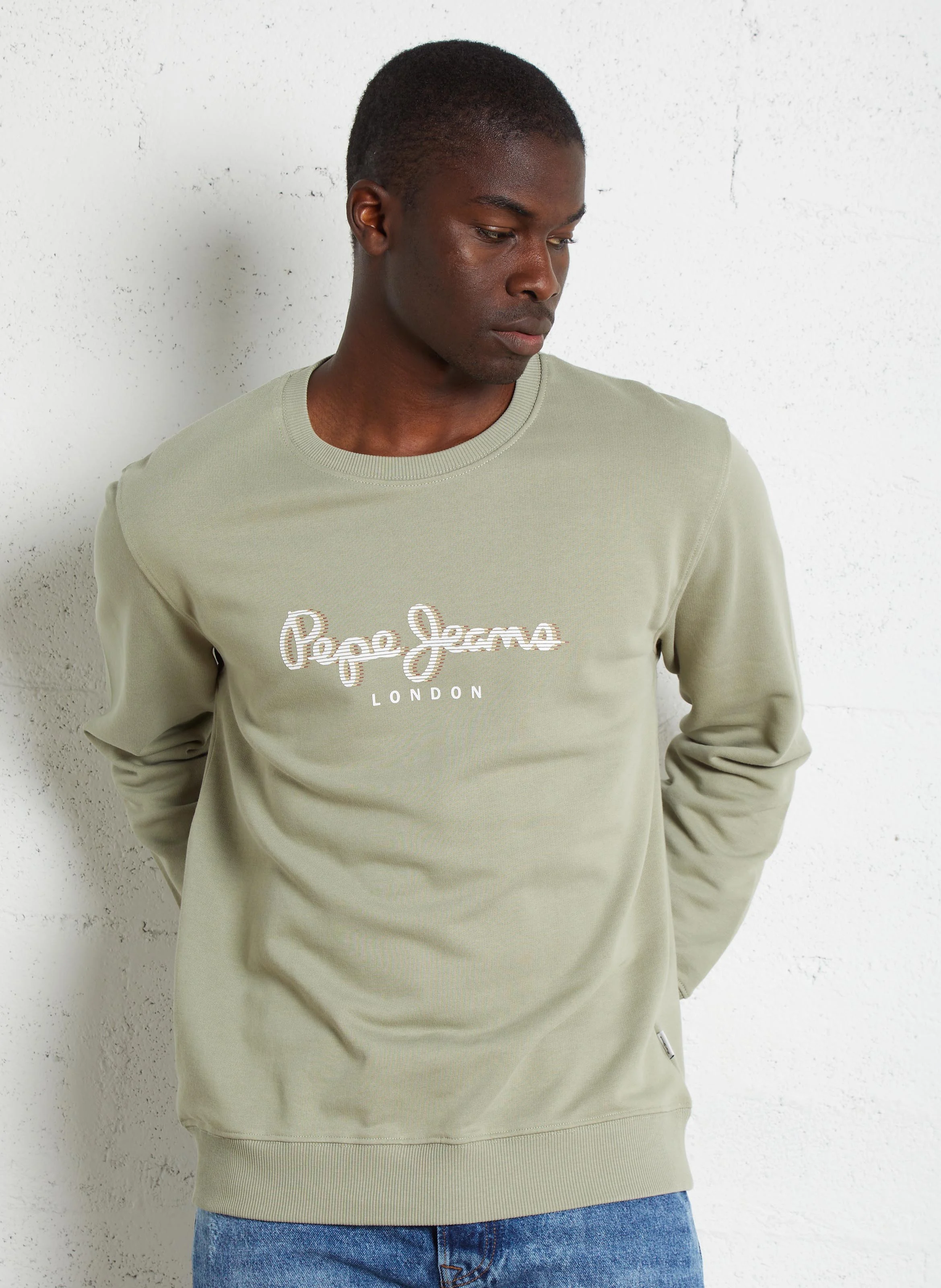 SAUL - Sweat col rond en coton | Vert