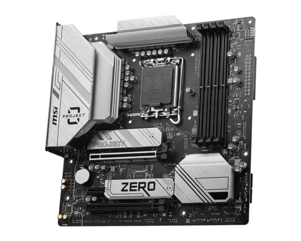 MSI B760M PROJECT ZERO - Bundkort - micro ATX - LGA1700 sokkel - B760 Chipset - USB 3.2 Gen 1, USB 3.2 Gen 2, USB-C 3.2 Gen2, USB-C 3.2 Gen 2x2 - 2.5 Gigabit LAN, Wi-Fi 6E, Bluetooth - onboard grafik (CPU påkrævet) - HD Audio (8-kanaler)