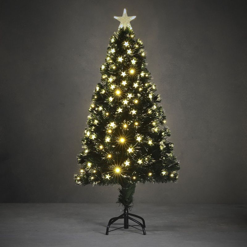 Fiber Optic - Kunstkerstboom - H120 cm - Met Verlichting en Ster Piek