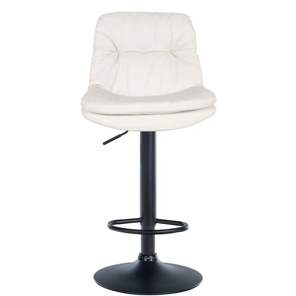 CLP Barkruk Laurel zwart Frame - Kunstleer - wit