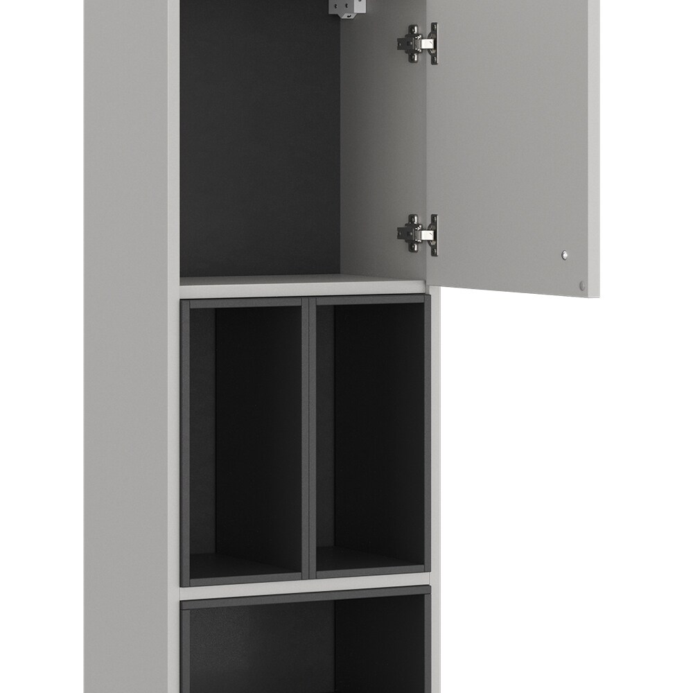 Vicco Hängeschrank Gerta, 37,5 x 150 cm, Grau-Schwarz, Badmöbel mit 2 Türen