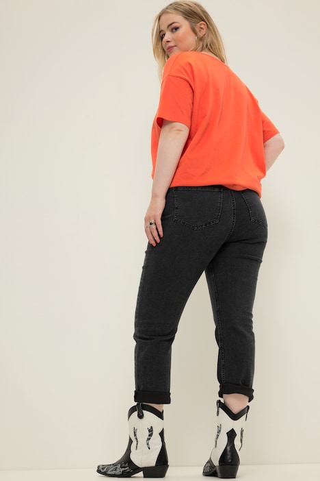 Mom-Jeans, sichtbarer Anzug-Bund, 5-Pocket