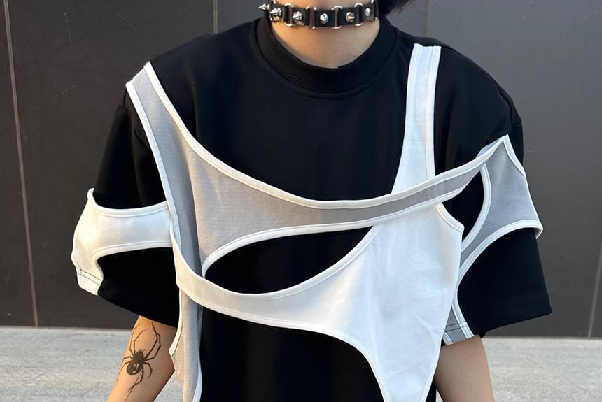 DragonRoad - T-shirt met korte mouwen en ronde hals en laagjes