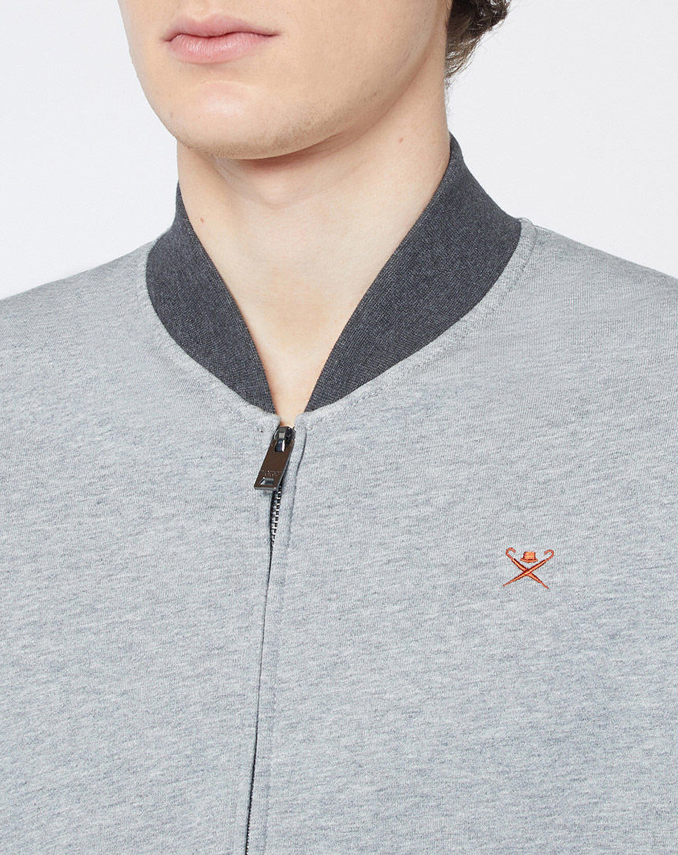 Hackett London Sweat zippé Cargo gris chiné