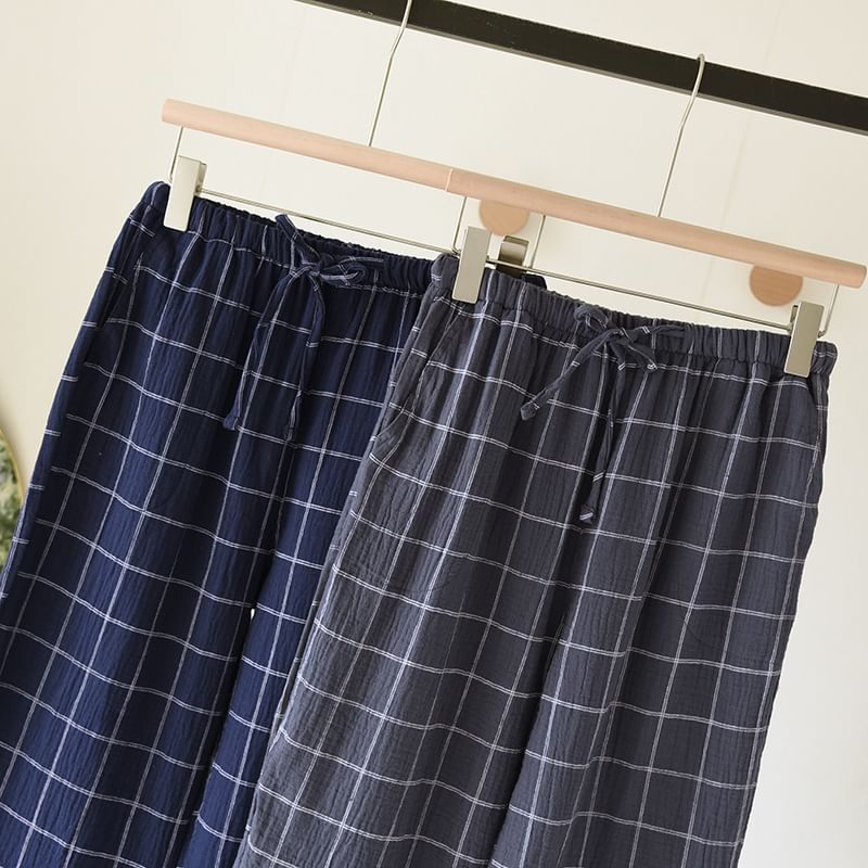 molpes - Geruite pyjamabroek met trekkoord in de taille en rechte pijpen