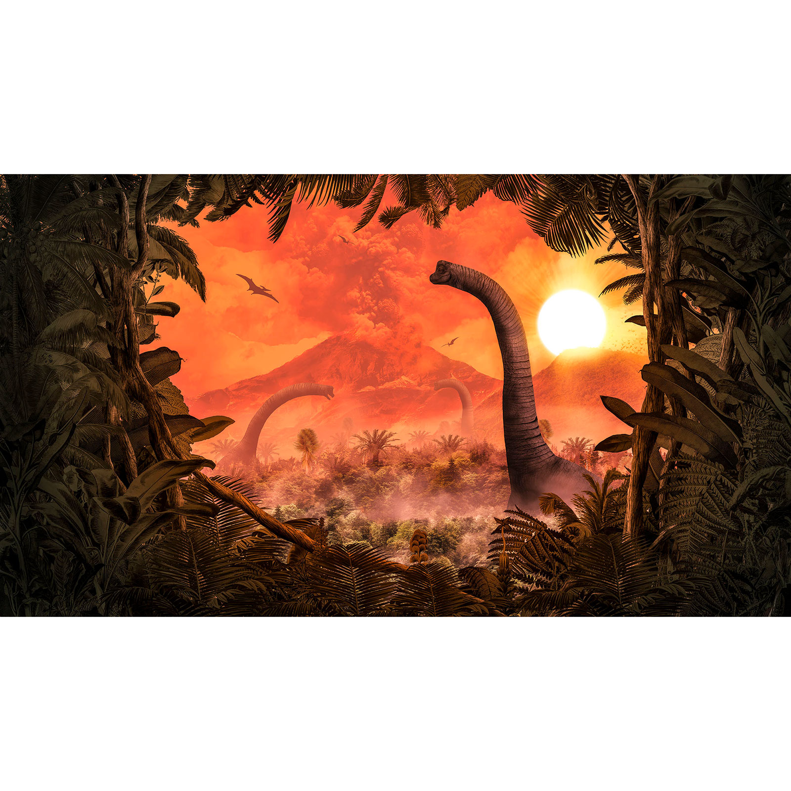 Vlies-Fototapete BRACHIOSAURUS PANORAMA - 500x280 cm