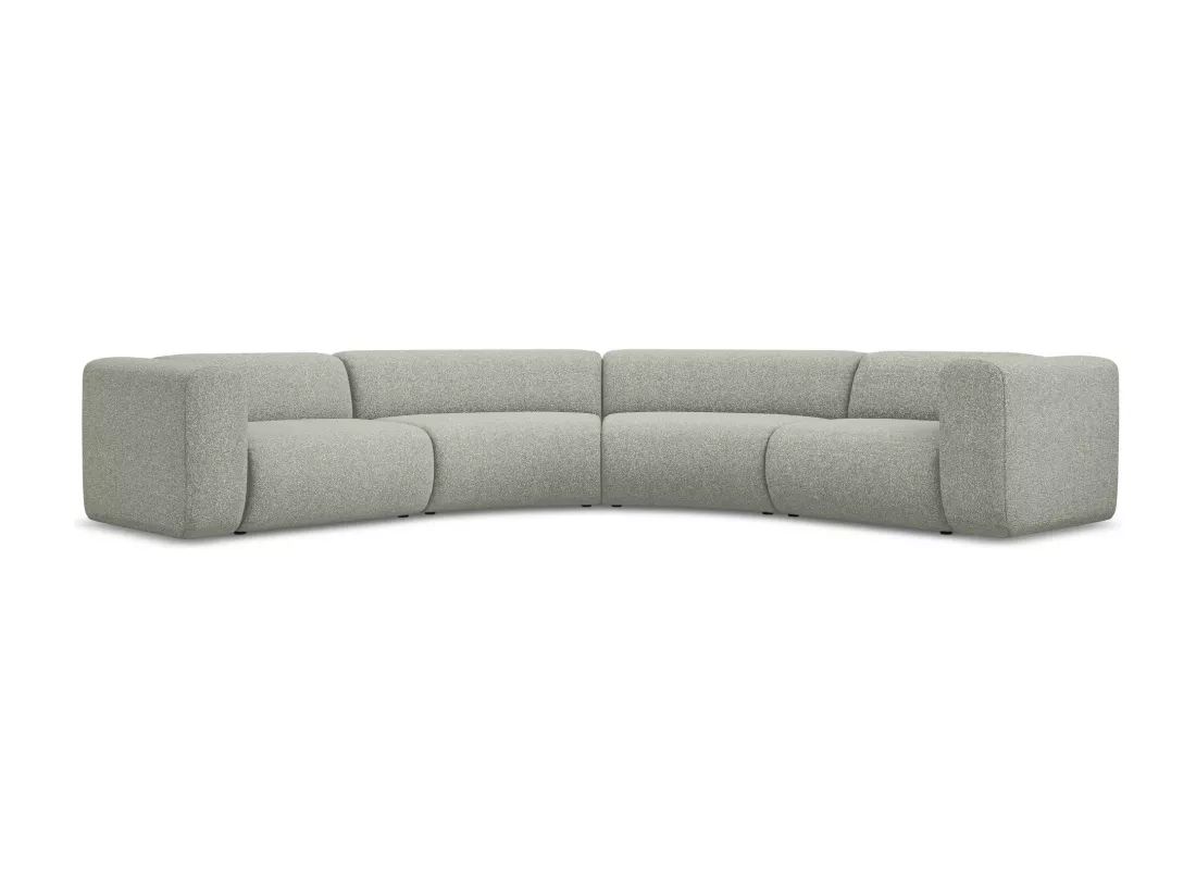 Canapé d'angle modulable en tissu texturé - gris clair - EKAHI