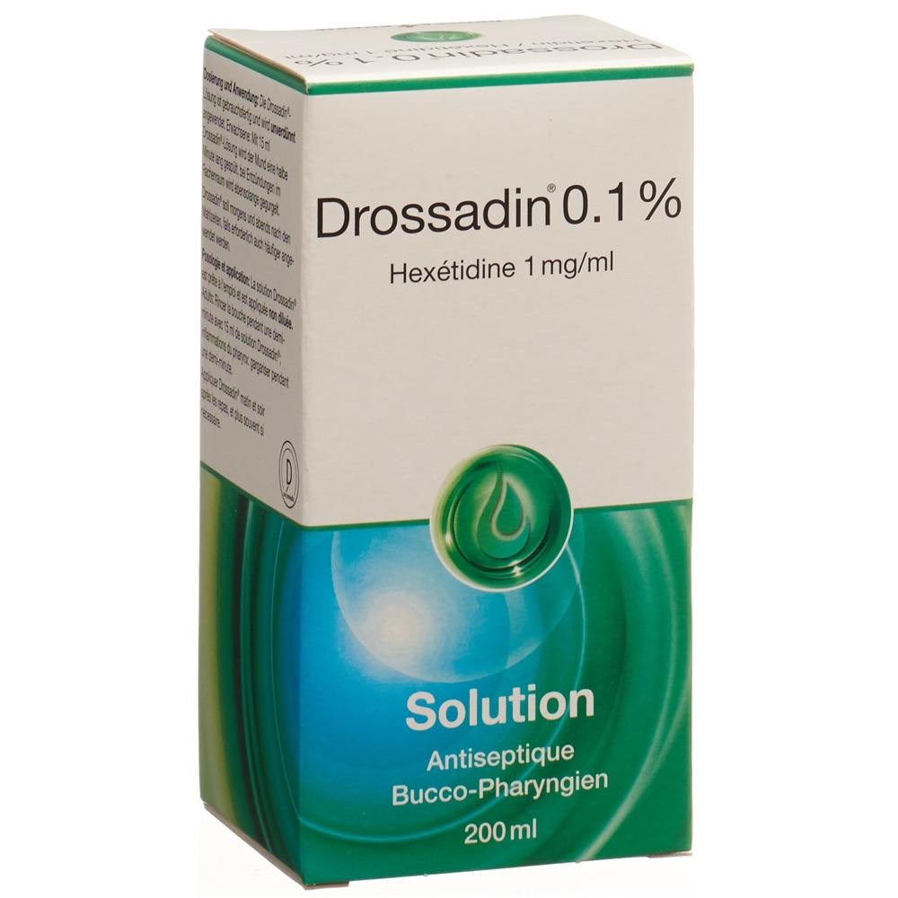 DROSSADIN Lös 0.1 % Fl 200 ml<br>200 ml, Flasche, Lösung zur Anwendung in der Mundhöhle