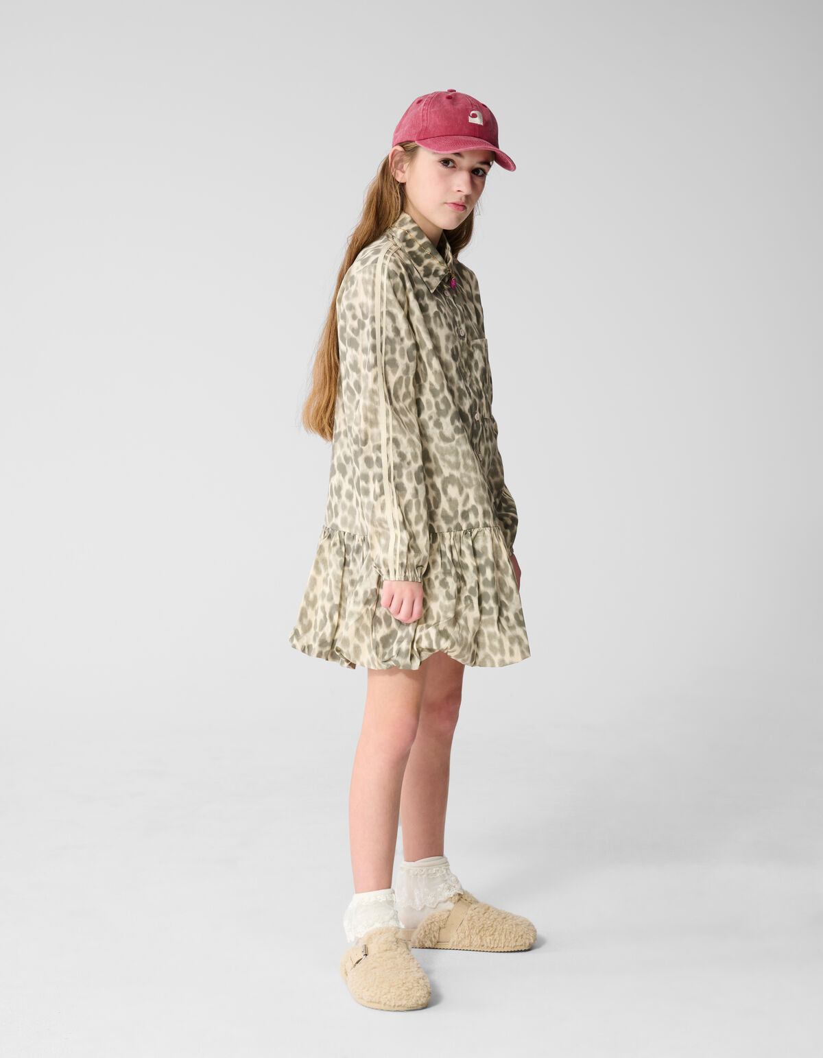 Leopard Balloon Fit Mini Jurk Lichtbruin