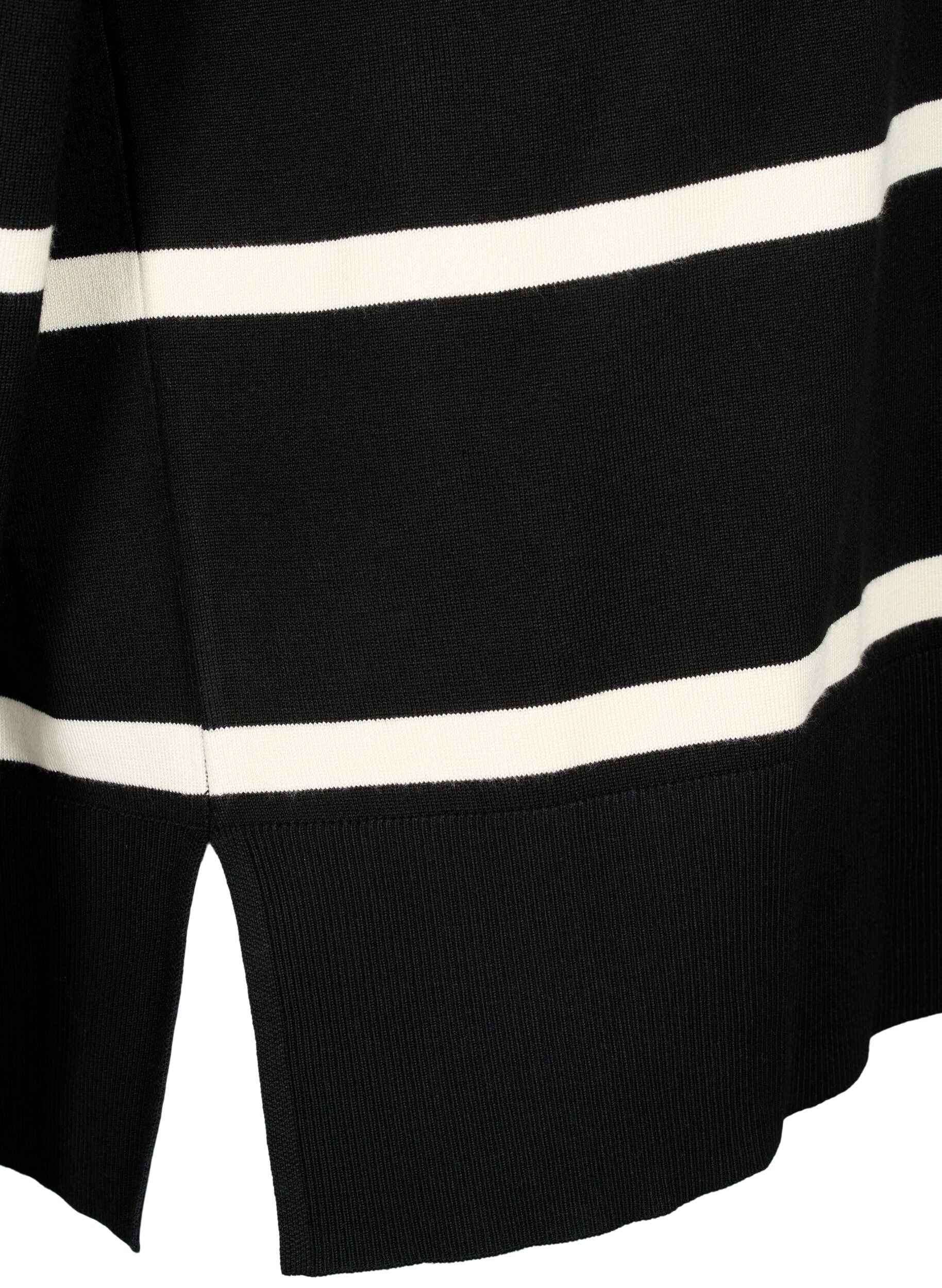 Strikket viskosebluse med striber