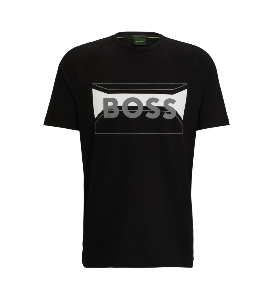 Camiseta preta com estampa do logotipo da BOSS