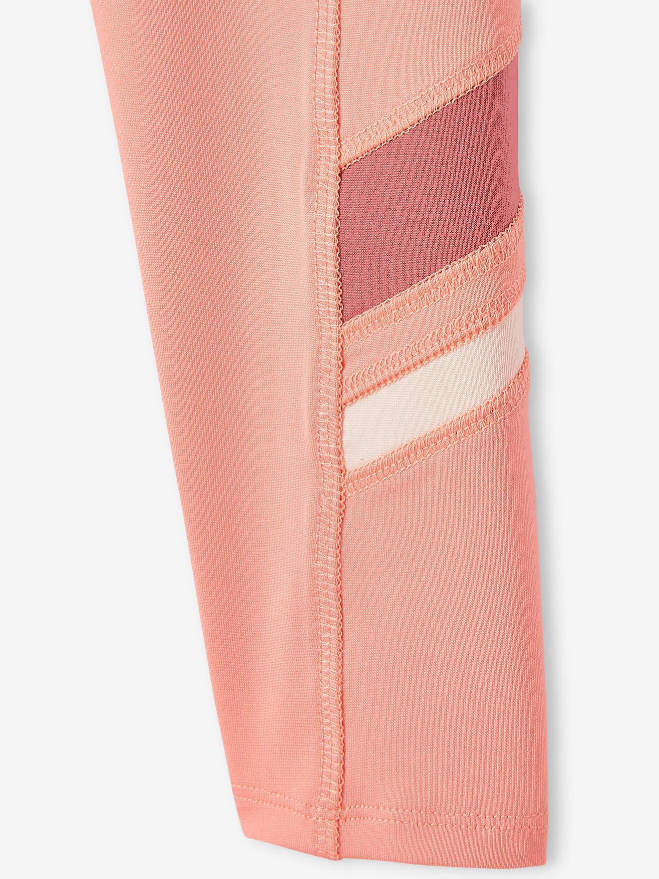 Leggings esportivas femininas em tecido técnico com elástico nos tornozelos, cor damasco.