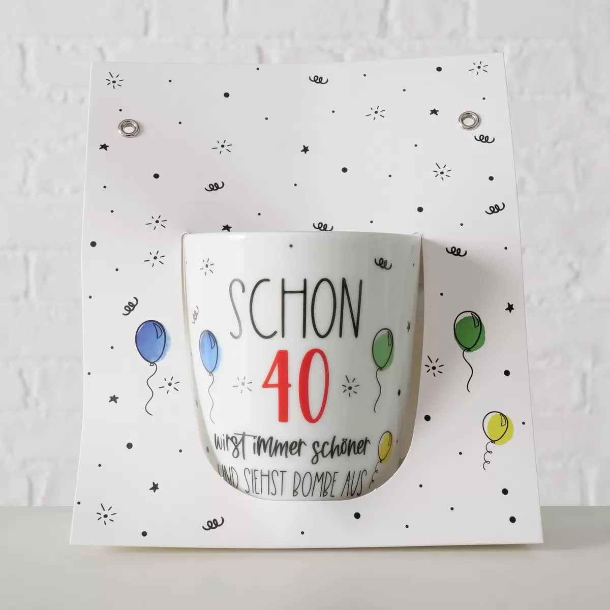 Jumbobecher Geburtstag bunt,schwarz,weiss