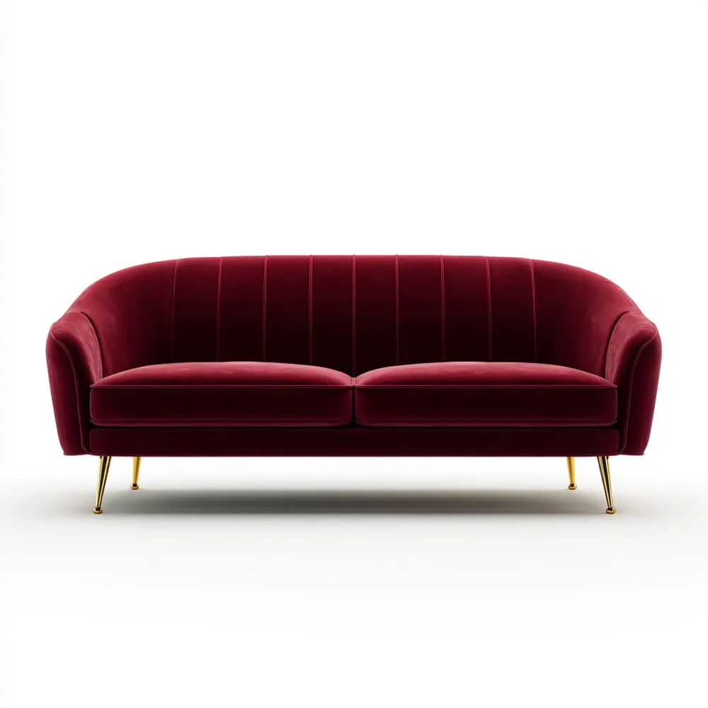2-Sitzer-Sofa Samt 150x85x75 cm – Weinrot – Retro-Design