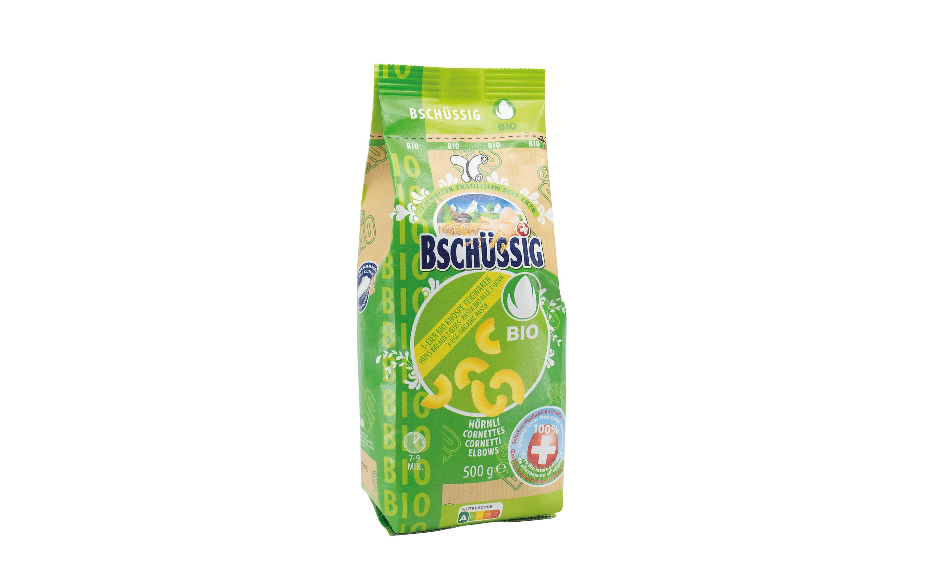 Teigwaren Bio Knospe Hörnli 3Ei 500 gSchweizer Pasta aus Hartweizengriess