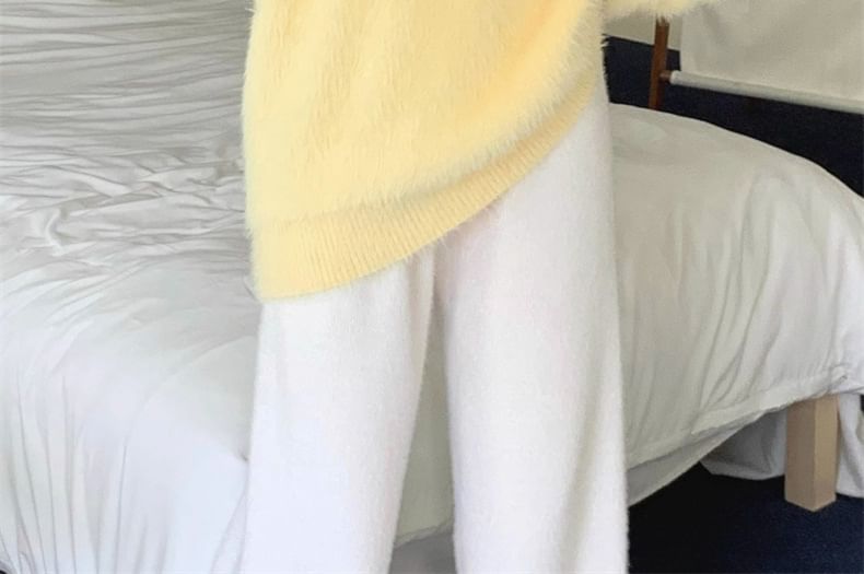 Honey River - V-hals effen, pluizige oversized trui