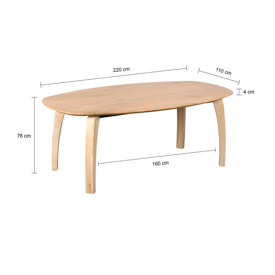 Lewis & Loft Eettafel Luna – Deens ovaal – 220 x 110 cm – Naturel