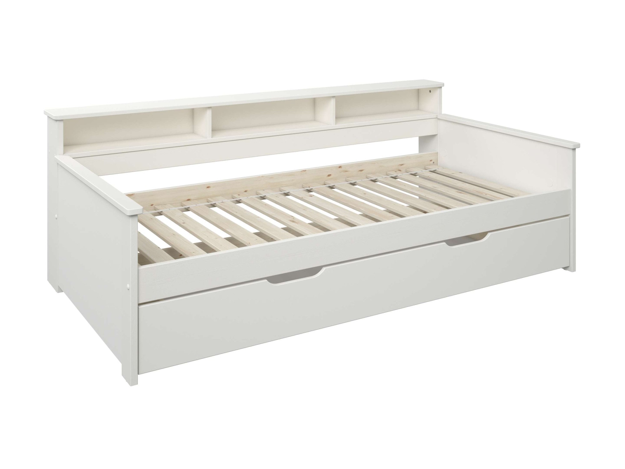 Home affaire Jugendbett »KERO, Daybed, Stauraumbett, platzsparend, Stauraum, 90x200cm« zertifiziertes Massivholz, mit Ablagefächern, Schublade optional