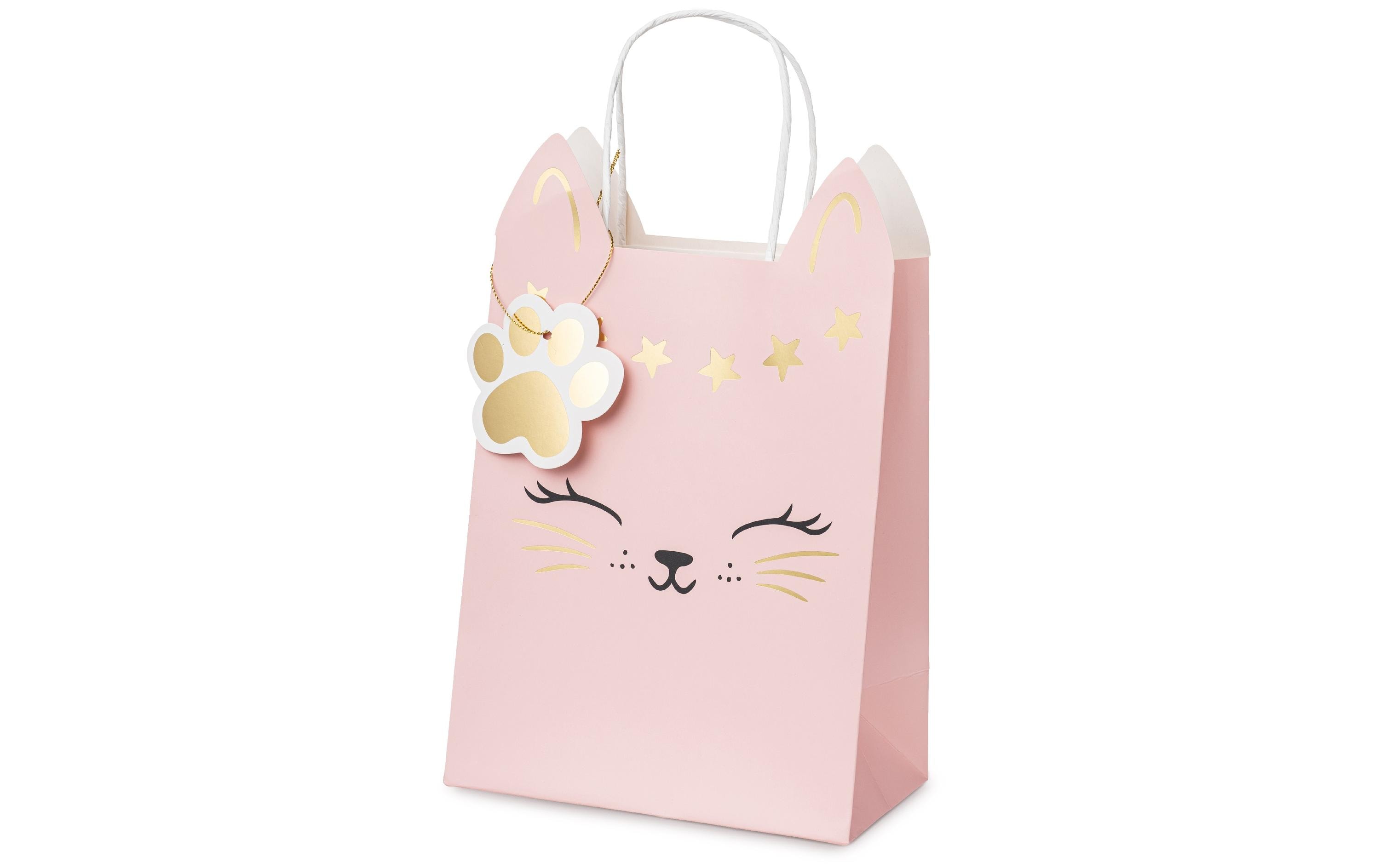 Geschenktüte Katze, 1 Stück, HellrosaGeschenktasche mit Katzenmotiv