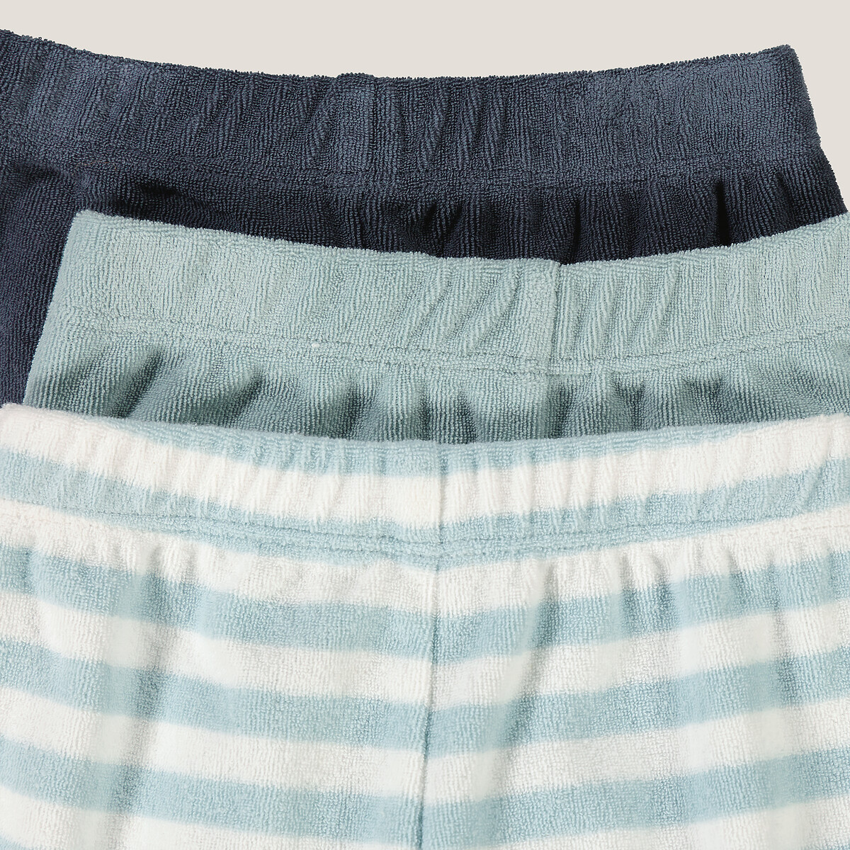 COLEÇÃO LA REDOUTE<br>Conjunto de 3 shorts de tecido atoalhado