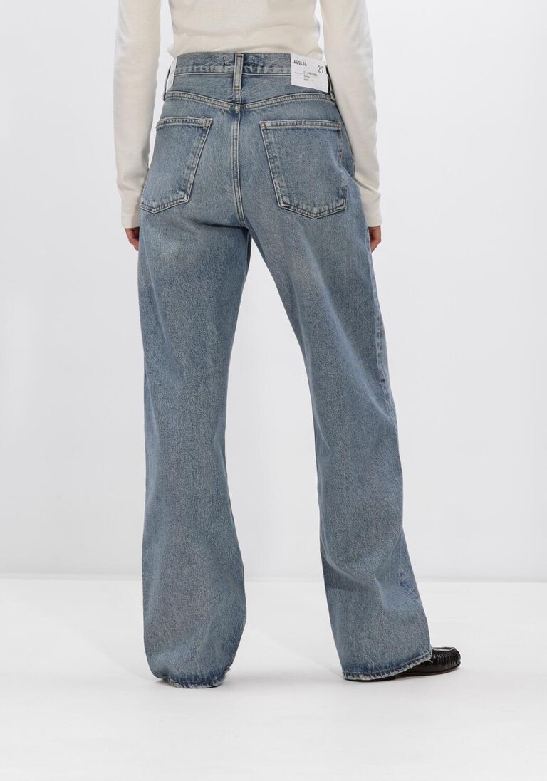 lichtblauwe agolde wide jeans arc criss cross jean
