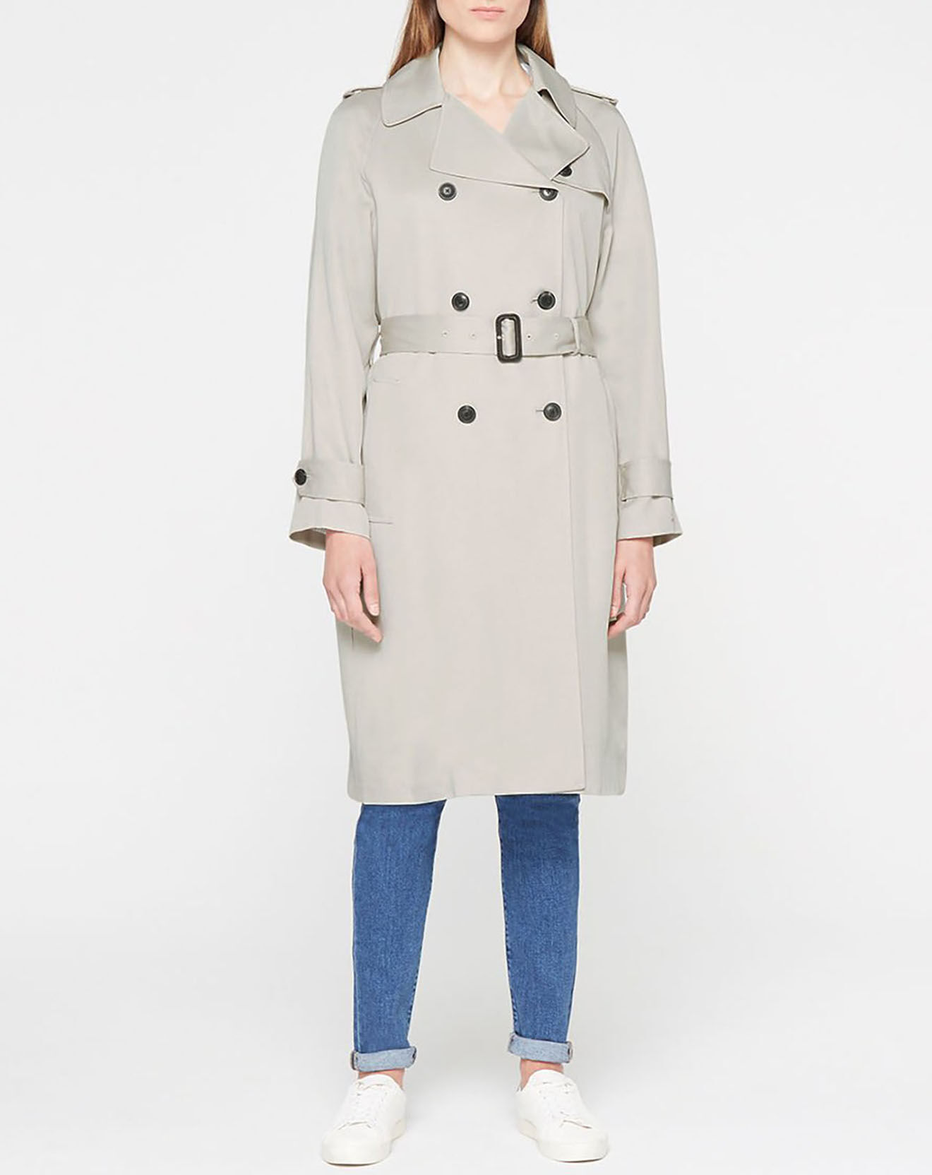 Tommy Hilfiger Trench long fluide beige grisé