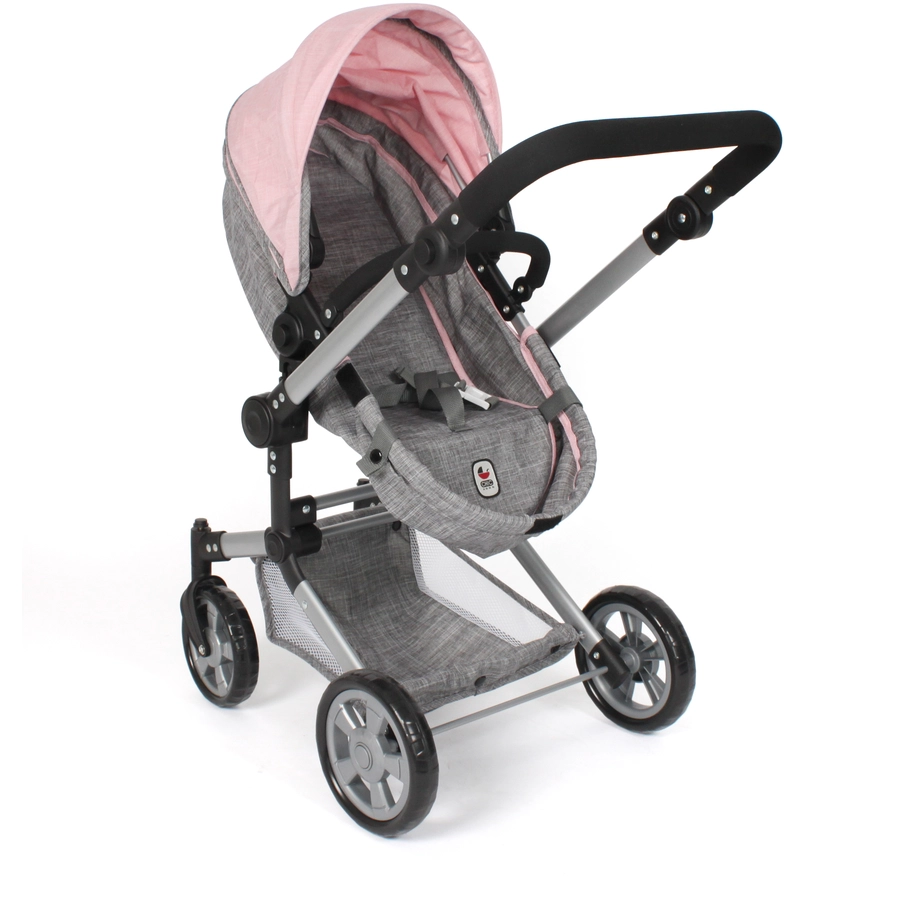 BAYER CHIC Kombi Puppenwagen LINUS melange grau rosa