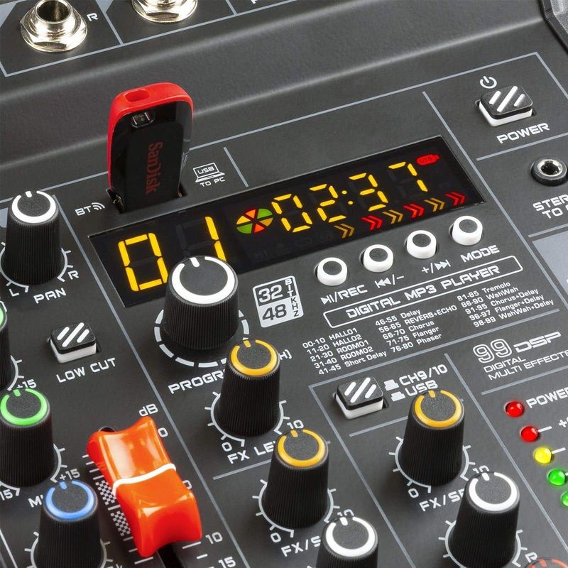 Mengtafel - Vonyx VM-KG06 - 6-kanaals mengpaneel Bluetooth, DSP, mp3 speler en USB audio interface