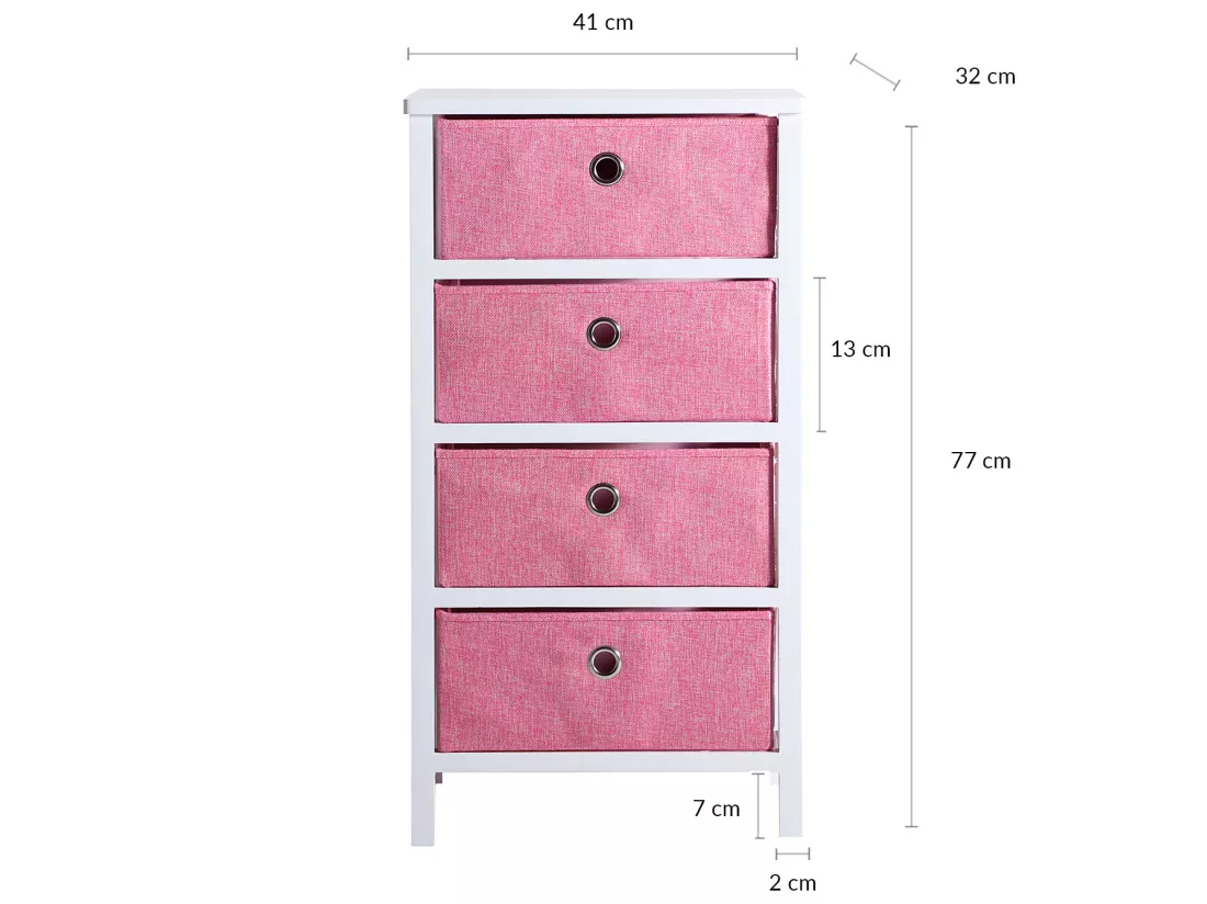 Chiffonier en bois mdf rose 41x32x77 cm