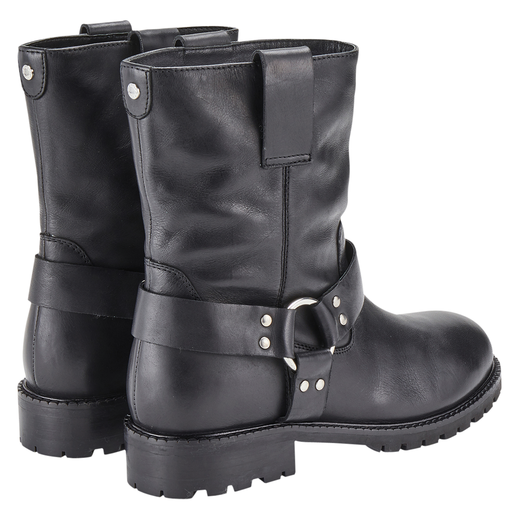DARINE - Bottines plates à brides en cuir | Noir