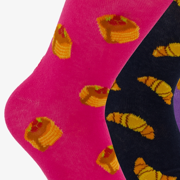 3 paar middellange dames sokken met print