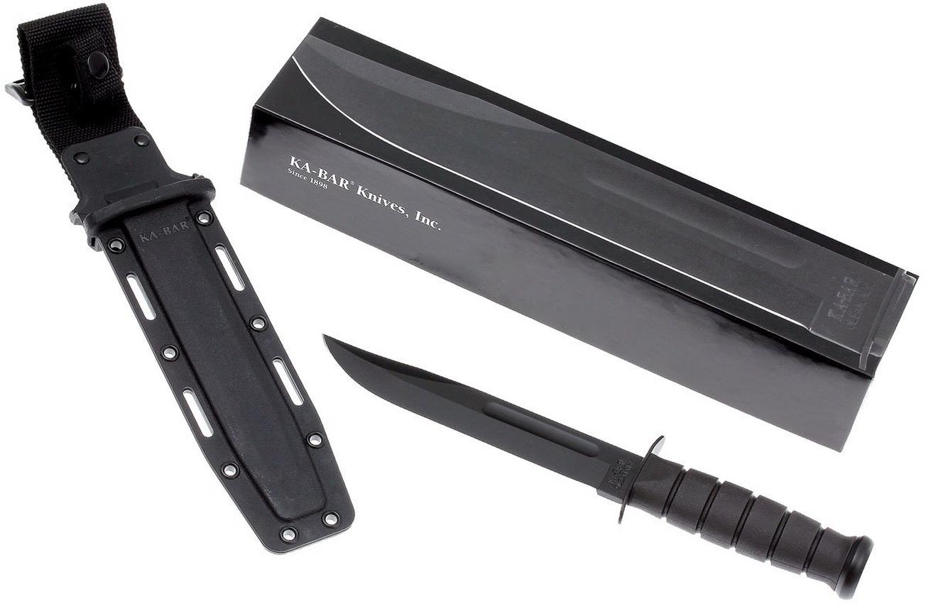KA-BAR USMC 1213 plain edge, Kraton, kydex foedraal