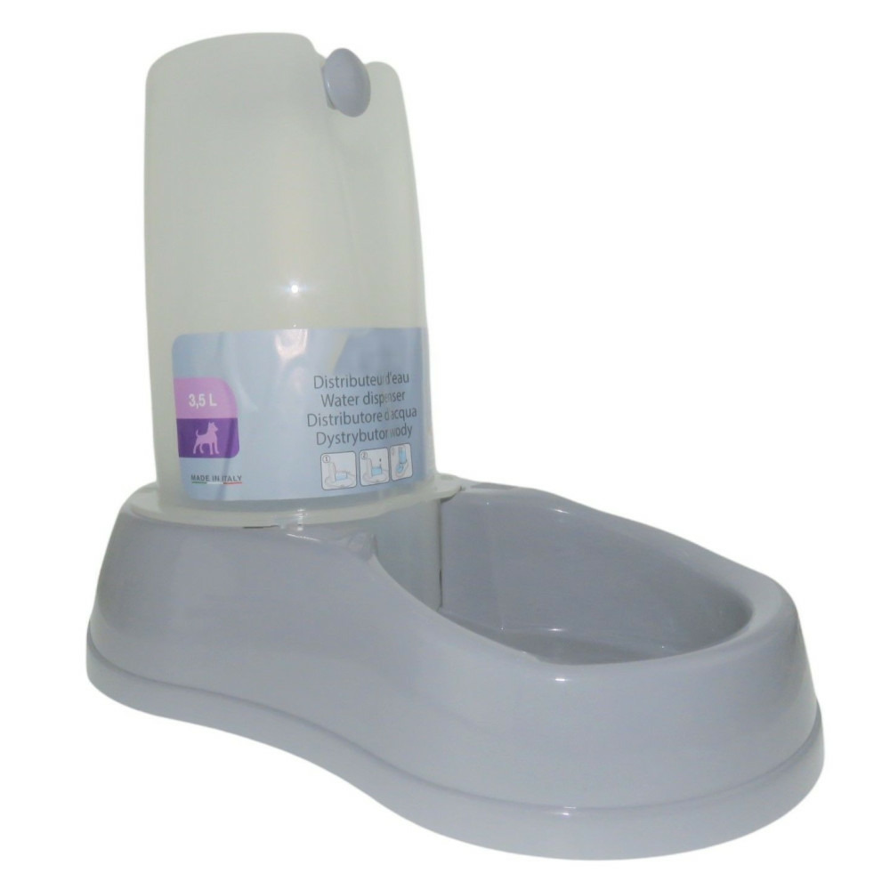 Distributeur d'eau 3.5 litres, gris en plastique, pour chien ou chat