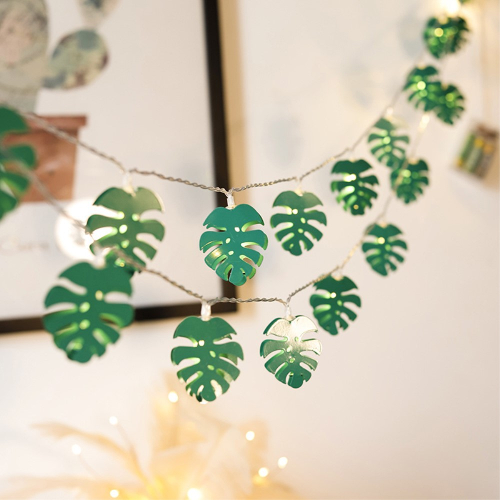 (3m) 20 LED's Sommer Deko Lichterkette Palmblätter Beleuchtung (Batteriebetrieben) - Warmweiss