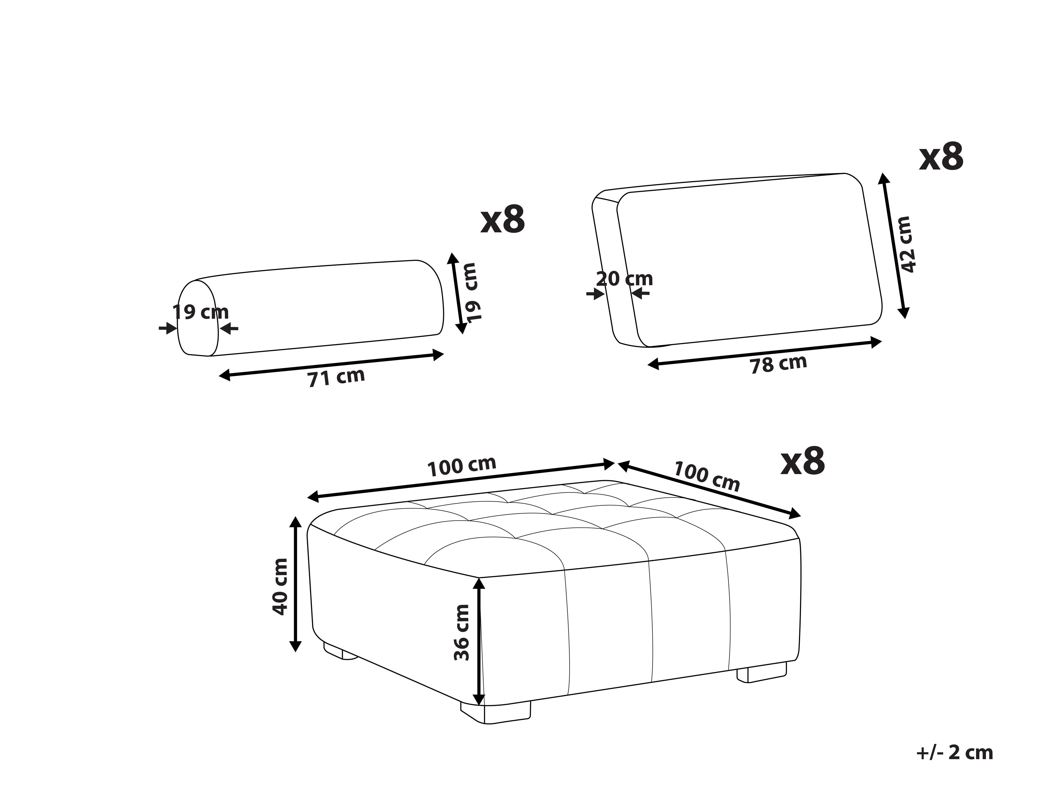 Modulaire U-vormige bank 8-zits TIBRO Stof Gebroken wit