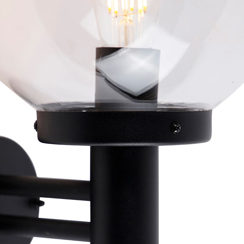Buiten wandlamp zwart met kunststof IP44 RVS - Sfera