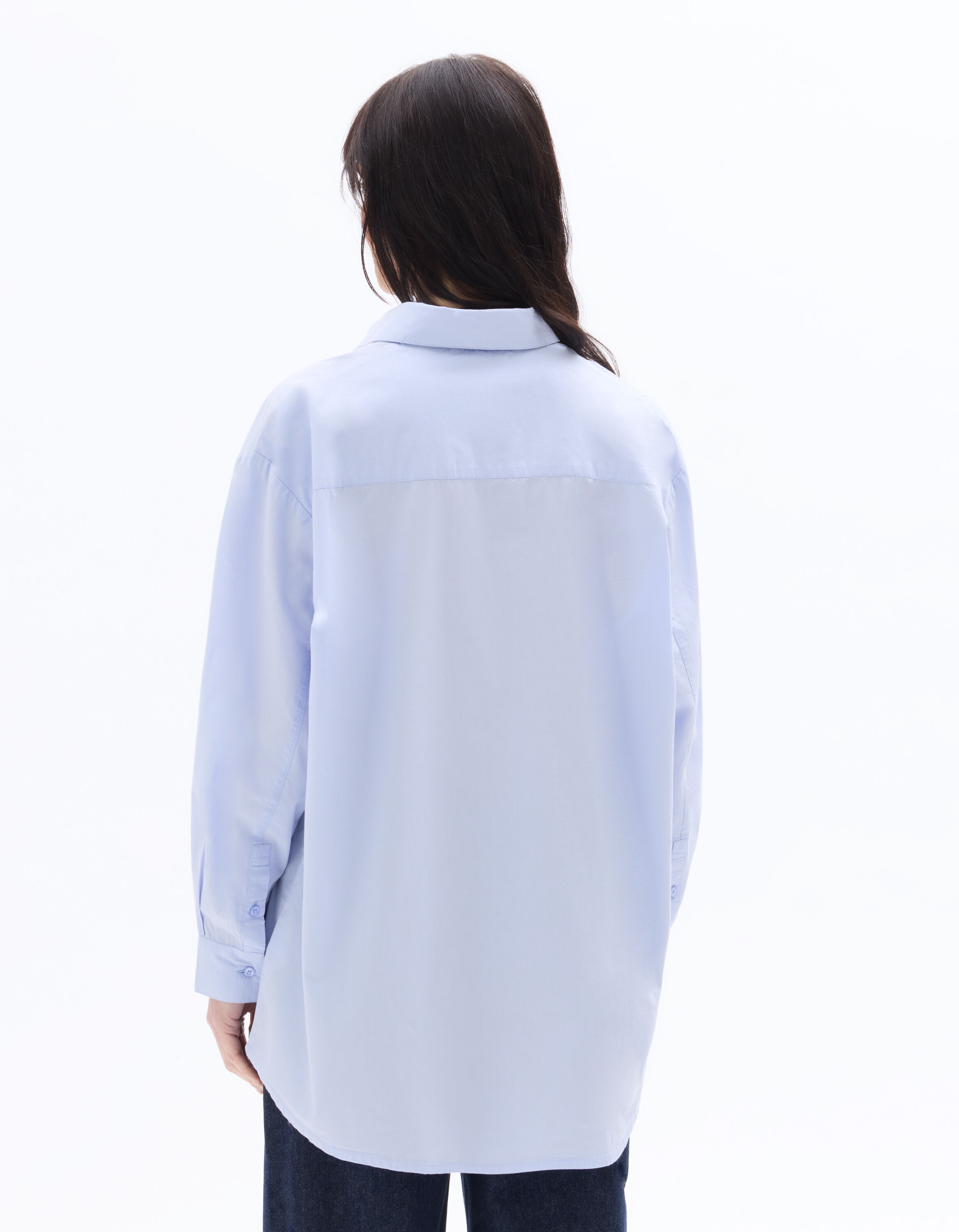 Chemise brodée en 100% coton - bleu