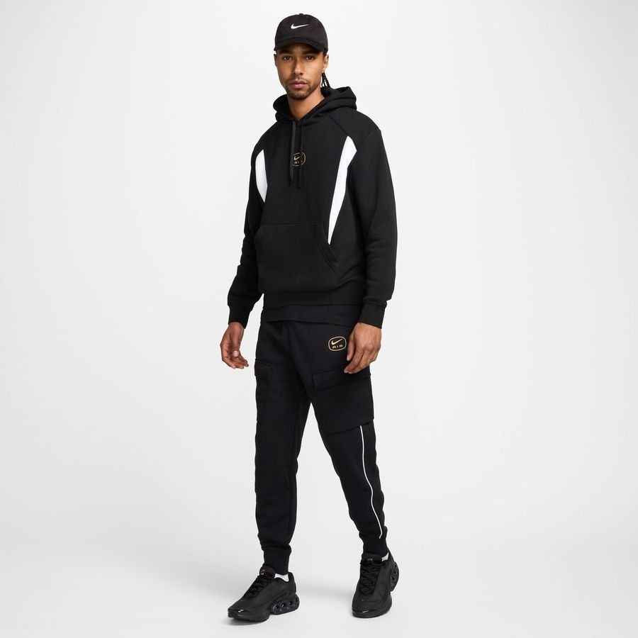 Nike Air Sweat à Capuche NSW Pullover Fleece - Noir/Blanc/Argenté