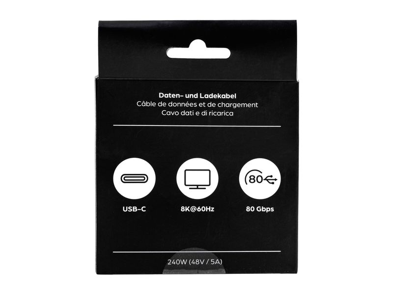 onit USB4-Kabel v2.0 Premium USB C - USB C 0.5 m, Grau/Schw Verbindungskabel mit geflochtener Nylonummantelung