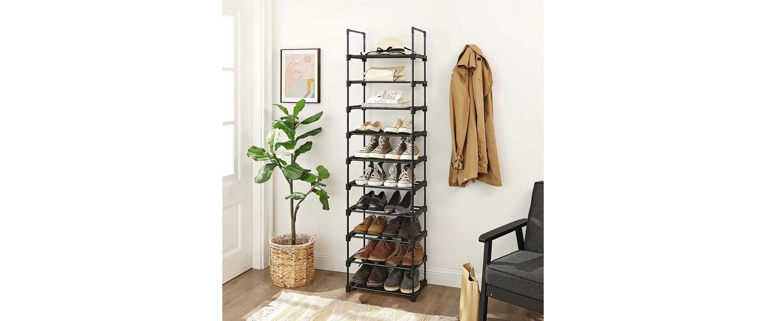 Schuhregal 30 cm x 174 cm, SchwarzStandregal