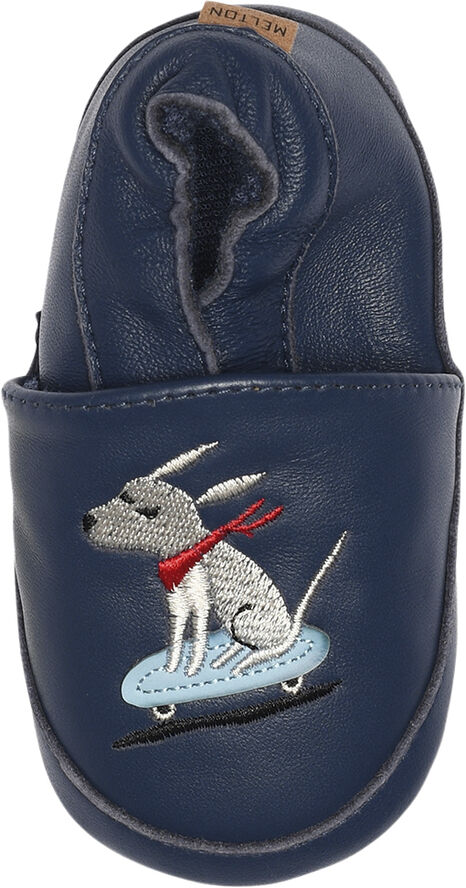 Melton Skater dog leather slippers Navy academy