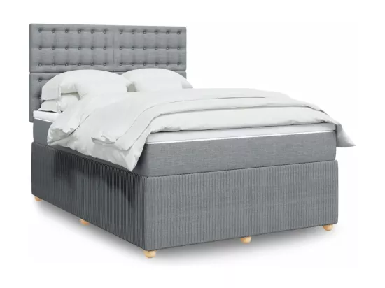 Sommier à lattes de lit avec matelas Gris clair 160x200cm Tissu